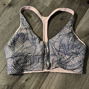 Lululemon front zip racerback light pink sports bra